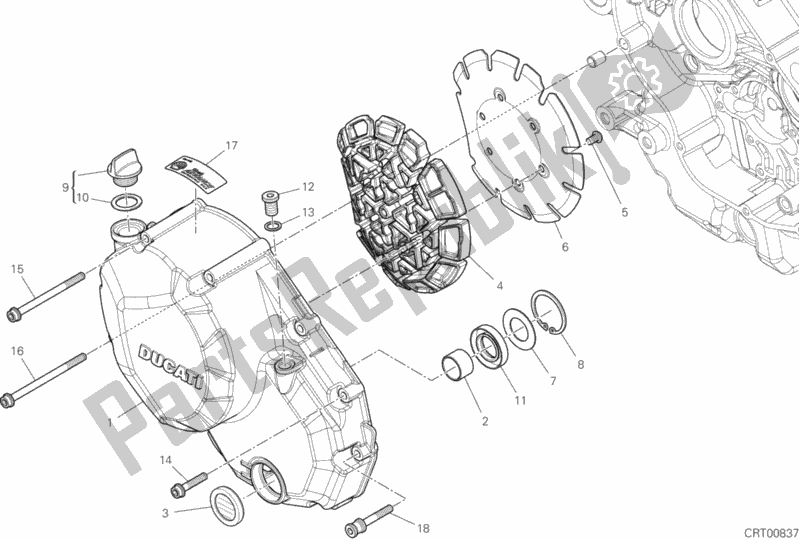 Tutte le parti per il Coperchio Frizione del Ducati Multistrada 950 S Touring 2020